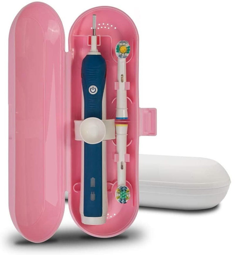 Nincha Plastic Electric Toothbrush Travel Case for Oral-B Pro Series, 2 packs (White&Pink) - Image 1